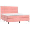 vidaXL Cama box spring colch&oacute;n y LED terciopelo rosa 160x200 cm