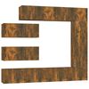 vidaXL Set de muebles de TV 7 pzas madera contrachapada roble ahumado