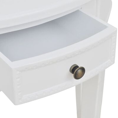 vidaXL Mesa consola semicircular con cajón blanca