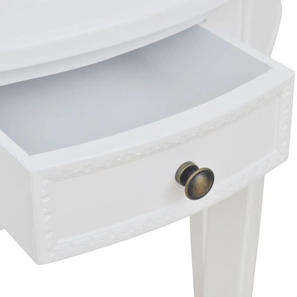 vidaXL Mesa consola semicircular con caj&oacute;n blanca
