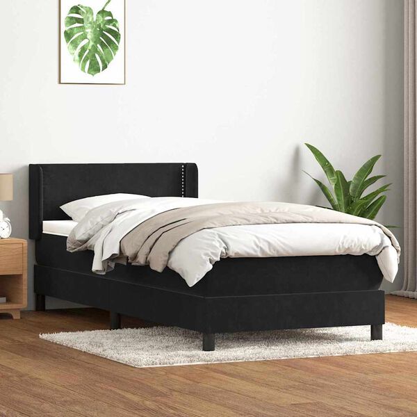 vidaXL Cama box spring con colch&oacute;n terciopelo negro 100x210 cm