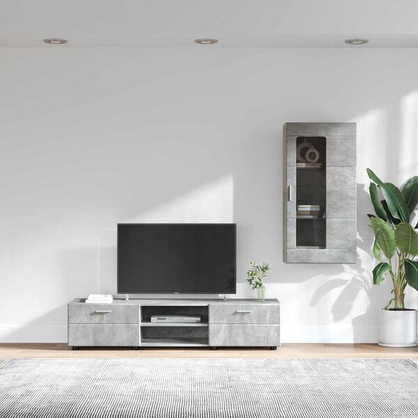 vidaXL Conjunto de mueble de TV con caj&oacute;n FLORIN Gris Concreto