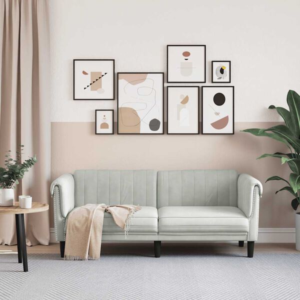 vidaXL Sof&aacute; de 2 plazas terciopelo gris claro