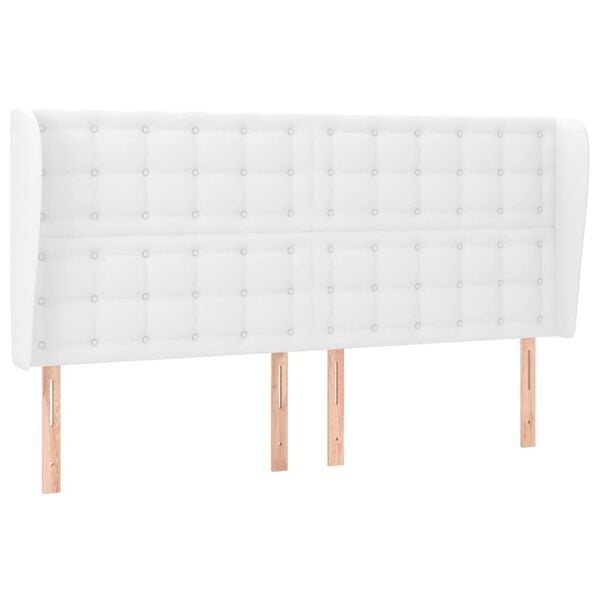 vidaXL Cabecero con orejas cuero sint&eacute;tico blanco 183x23x118/128cm