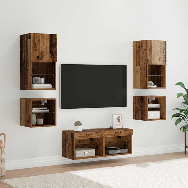 vidaXL Unidades de pared para TV 8 pcs Madera vieja