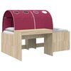 vidaXL Cama con T&uacute;nel 3 uds. Roble Sonoma y Rojo Madera de ingenier&iacute;a