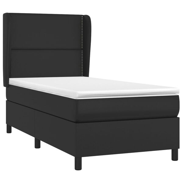 vidaXL Cama box spring con colch&oacute;n cuero sint&eacute;tico negro 100x200 cm