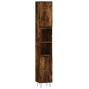 vidaXL Armario de ba&ntilde;o madera contrachapada roble ahumado 30x30x190 cm