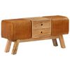 vidaXL Banco Bok madera de mango piel de cabra aut&eacute;ntica marr&oacute;n 107 cm