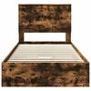 vidaXL Cama con almacenamiento con cabecera Roble ahumado 100 x 200 cm