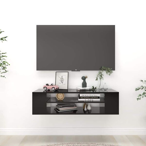 vidaXL Mueble de TV colgante madera contrachapada negro 100x30x26,5 cm