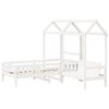 vidaXL Set de cama y banco con techo madera de pino blanco 100x200 cm
