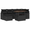 vidaXL Conjunto de sof&aacute; de jard&iacute;n 7 uds. Negro Polirat&aacute;n