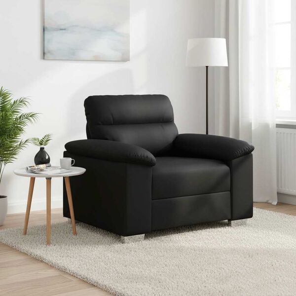 vidaXL Sill&oacute;n de sof&aacute; de cuero sint&eacute;tica negro 60 cm