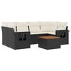vidaXL Set de comedor de jard&iacute;n 7 pzas y cojines rat&aacute;n sint&eacute;tico negro