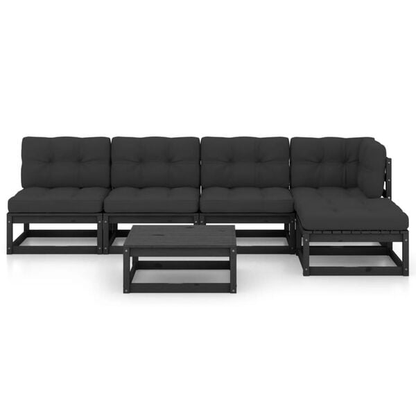 vidaXL Juego de muebles de jard&iacute;n 6 pzas y cojines madera pino maciza