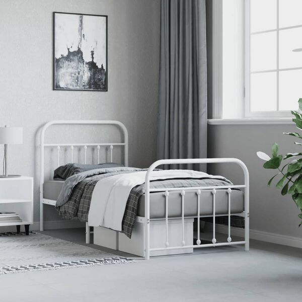 vidaXL Estructura cama sin colchón con estribo metal blanco 90x200 cm