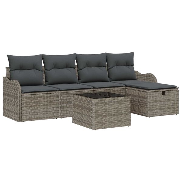vidaXL Conjunto de sofá de jardín 6 pcs Gris 231 x 117 x 85 cm
