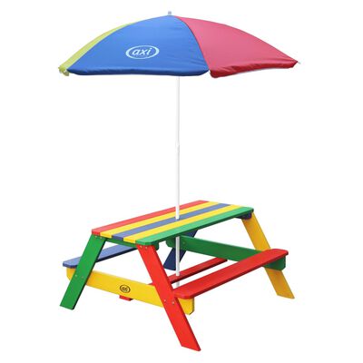 AXI Mesa de pícnic para niños Nick con sombrilla arco iris