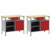 vidaXL Conjunto de banco de trabajo 2 pcs Rojo 200 x 55 x 85 cm Acero