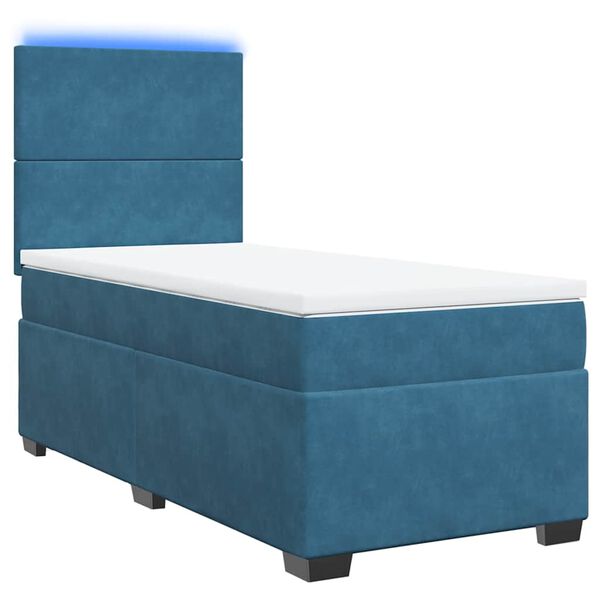 vidaXL Cama box spring con colch&oacute;n terciopelo azul oscuro 80x200 cm