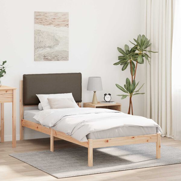 vidaXL Estructura de Cama con Cabecera Tapizada Taup&eacute; 75 x 190 cm
