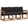 vidaXL Conjunto de sof&aacute;s de exterior con coj&iacute;n 3 pcs Natural y negro