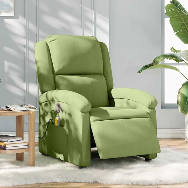 vidaXL Sill&oacute;n reclinable de masaje el&eacute;ctrico terciopelo verde claro