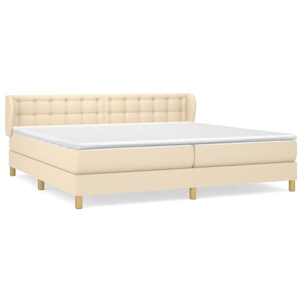 vidaXL Cama box spring con colch&oacute;n tela color crema 200x200 cm