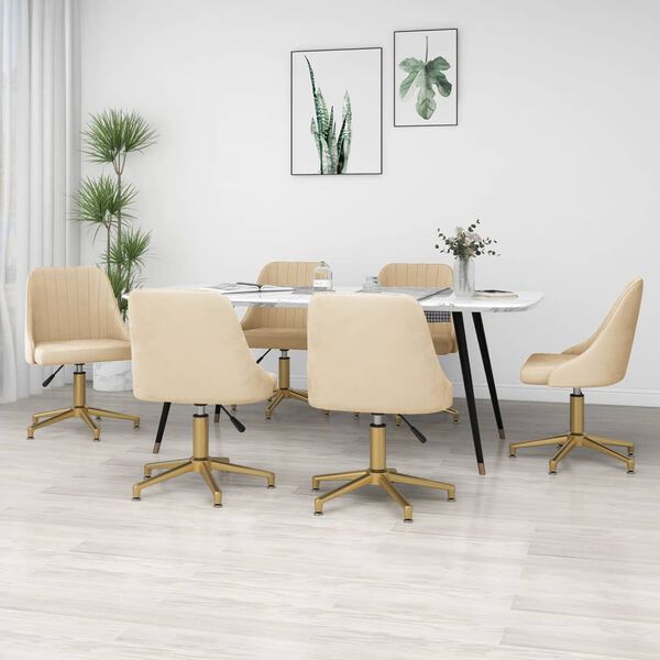 vidaXL Sillas de comedor giratorias 6 unidades terciopelo crema