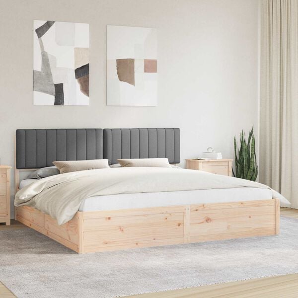 vidaXL Estructura de Cama con Cabecera Tapizada Gris oscuro