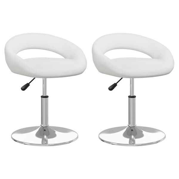 vidaXL Sillas de comedor giratorias 2 unidades cuero sint&eacute;tico blanco