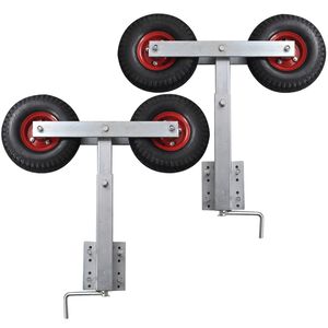 vidaXL Set de 2 soportes de doble rueda de remolque de barco 59-84 cm