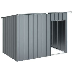 vidaXL Caseta perros con tejado acero galvanizado gris 153x91x110 cm
