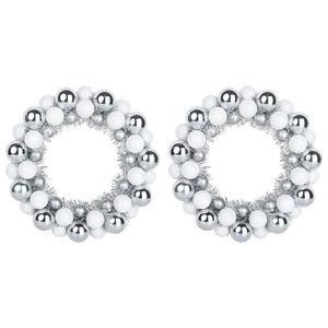 vidaXL Coronas de Bolas de Navidad 2 uds. y Plata 33 x 33 x 7 cm LED