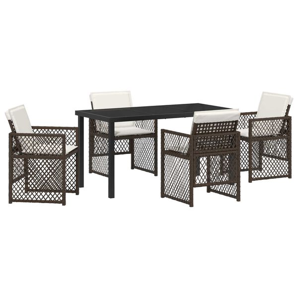 vidaXL Conjunto de Comedor de Jard&iacute;n 5 pcs Marr&oacute;n rat&aacute;n sint&eacute;tico