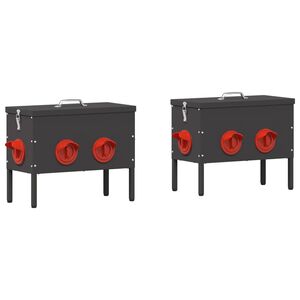 vidaXL Comedero para pollos 2 pcs Negro 41,5 x 20,5 x 33 cm