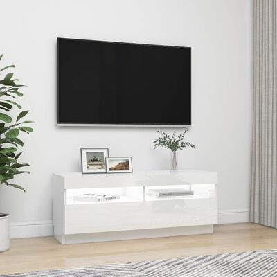 vidaXL Mueble de TV con luces LED blanco brillante 100x35x40 cm