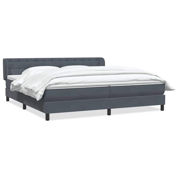 vidaXL Cama box spring con colchones terciopelo gris oscuro 180x220 cm