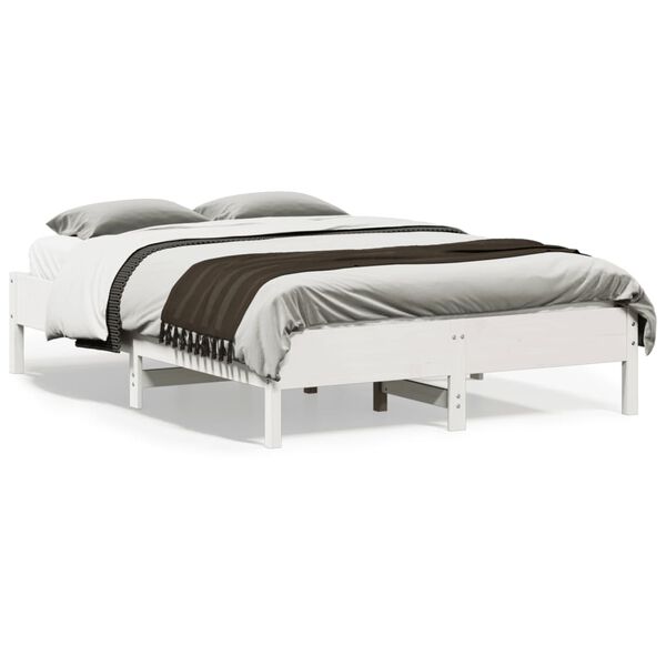 vidaXL Estructura de cama sin colch&oacute;n madera de pino blanca 140x190 cm