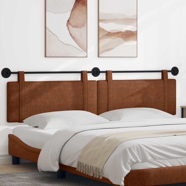 vidaXL Cabecera Colgante Liso Marr&oacute;n 210 x 55 x 5 cm PU antiguo