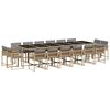 vidaXL Set comedor de jard&iacute;n 17 pzas con cojines rat&aacute;n sint&eacute;tico beige