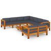 vidaXL Muebles de jard&iacute;n 9 pzas con cojines gris oscuro madera acacia