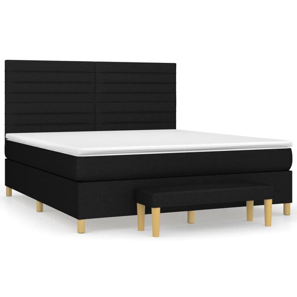 vidaXL Cama box spring con colch&oacute;n tela negro 180x200 cm