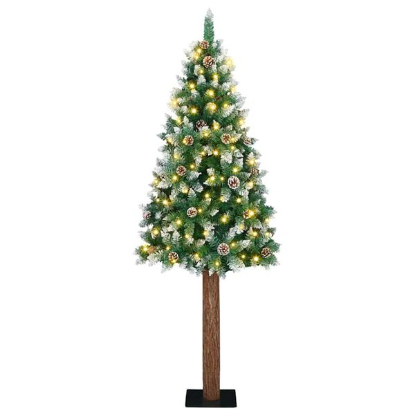 vidaXL Árbol de Navidad Delgado con 300 LED con soporte Verde 210 cm