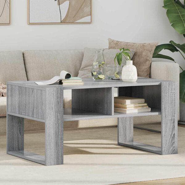 vidaXL Mesa de Caf&eacute; Gris Sonoma 92 x 53 x 45 cm Madera de ingenier&iacute;a