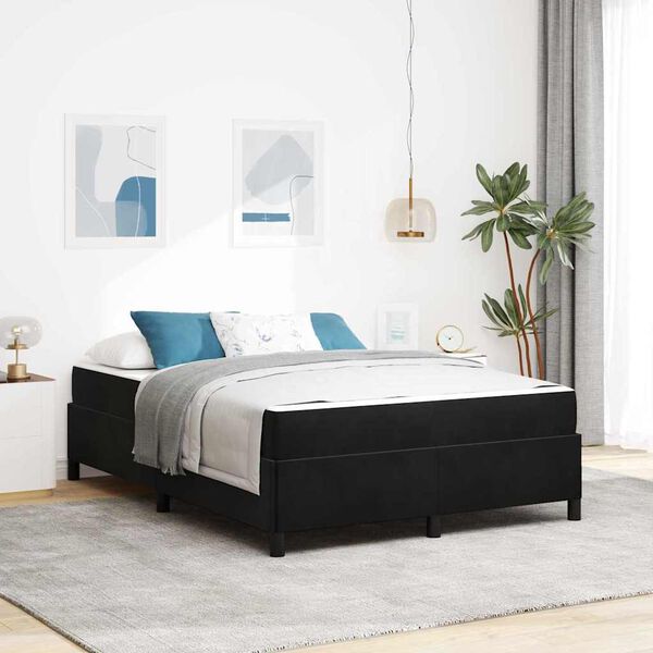 vidaXL Estructura de cama con colch&oacute;n Negro 140 x 190 cm tela