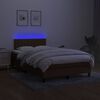 vidaXL Cama box spring con colch&oacute;n y LED tela marr&oacute;n oscuro 120x200 cm