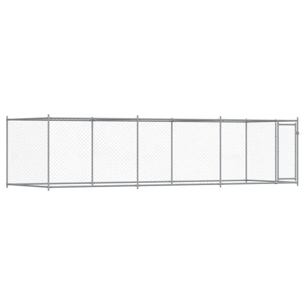 vidaXL Jaula de perros con puerta acero galvanizado gris 6x2x1,5 m