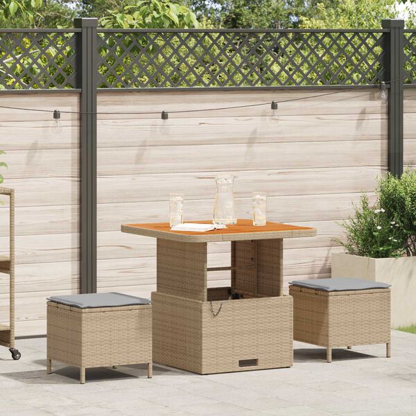 vidaXL Conjunto de Comedor de Jardín Beige Poliratán